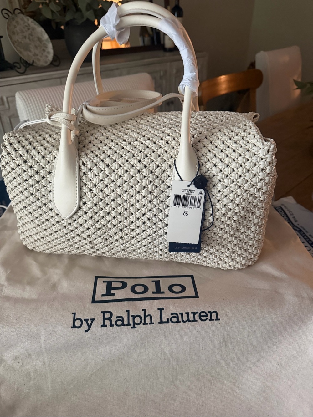Polo by Ralph Lauren Cream Woven Satchel
